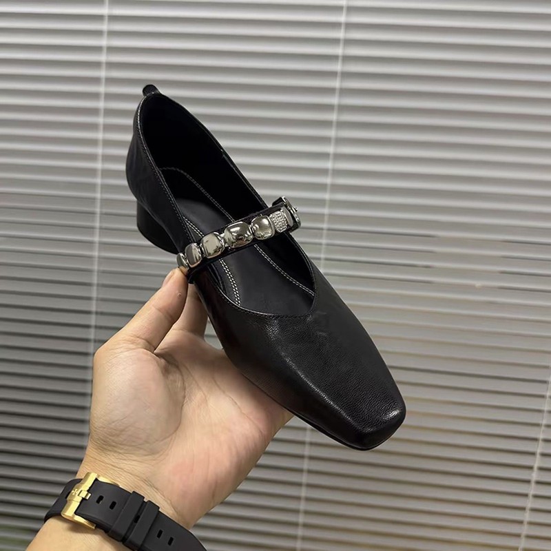 巨好看平底浅口单鞋女方头一字带玛丽珍鞋绝美软羊皮不累脚配裙子|undefined