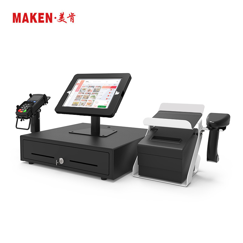 厂家供应经典款POS收银钱箱支架组合 可翻转平板支架高档滑轮钱箱