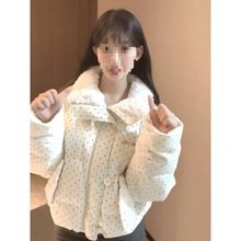 奶呼呼软妹波点面包服加厚软糯外套冬季可爱减龄学院风羽绒棉棉服
