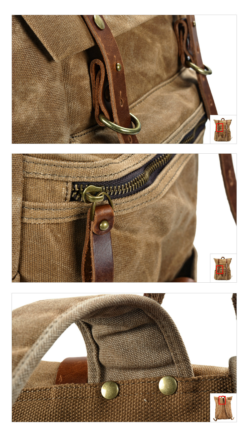 Sports & Entertainment New retro men's canvas backpack outdoor waterproof hiking bag large capacity camping bag_voghion.com