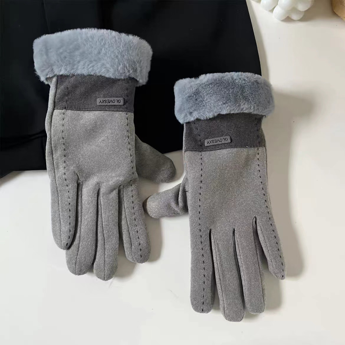 Otoño y invierno guantes cálidos para mujeres de terciopelo más grueso pantalla táctil para montar al aire libre guantes de moda a prueba de viento