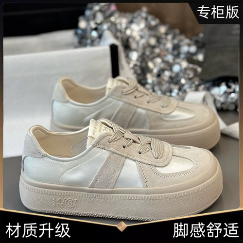 Korean Thick Sole Breathable Ahn Shoes Spring Versatile White Women's Student Platform Shoes 2025 Trendy Sports Shoes