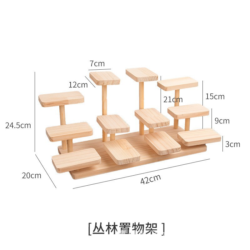 Soporte de flores Soporte de escalera multicapa Soporte de decoración de cosméticos de almacenamiento de mesa de madera maciza Soporte de decoración de caja ciega