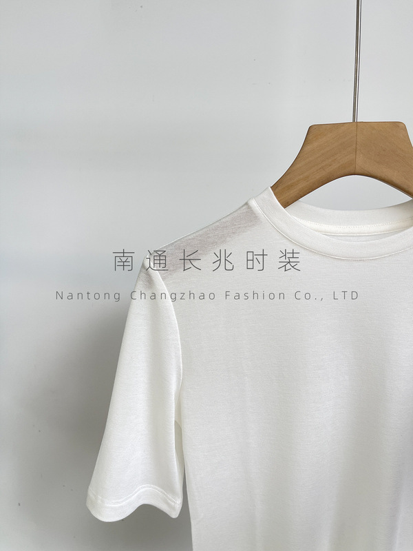 【クリーミーマッスル感】チャオソフト ウール リヨセル混 Tシャツ クラウド シルキー ラウンドネック 肌に優しい 半袖 レディース 夏秋|undefined