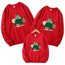 圣诞节款一家三口母子母女秋冬季新年休闲上衣亲子装新款卫衣长袖