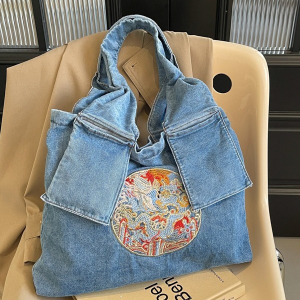 Bolsos verano mujer 2024 nuevo bolso de mezclilla moda hombro de gran capacidad casual bolso de viaje para mujer