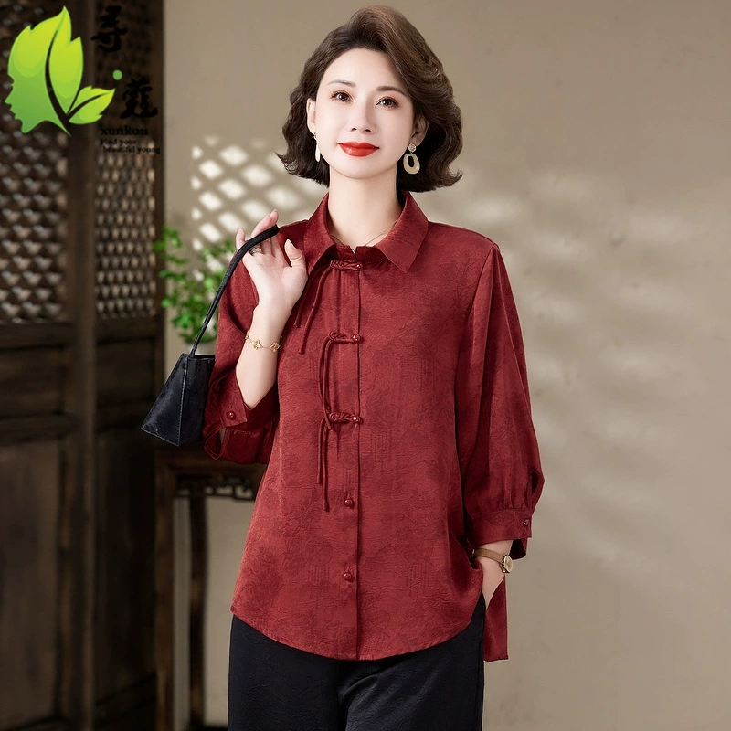 Новая мама средних лет рубашка весенняя одежда женская тонкая весенняя и летняя одежда средняя и пожилая женская рубашка