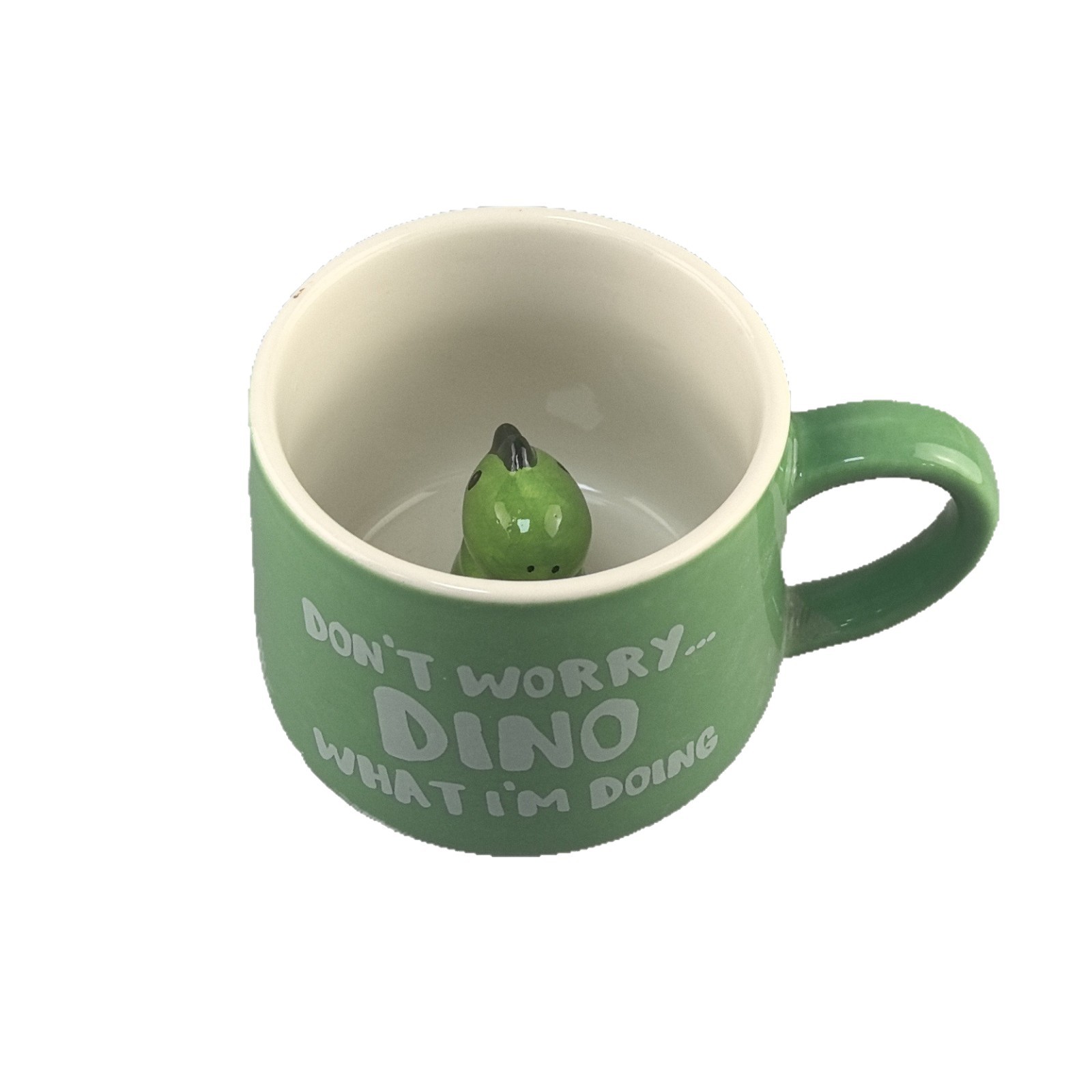 Taza de agua de cerámica de dibujos animados lindo taza 3D taza de dinosaurio taza de café verde taza de dinosaurio creativo