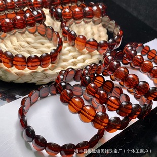 Natural water purification blood pepper hand card single circle bracelet wine red flat for bracelet amber precision hand row jewelry wholesale