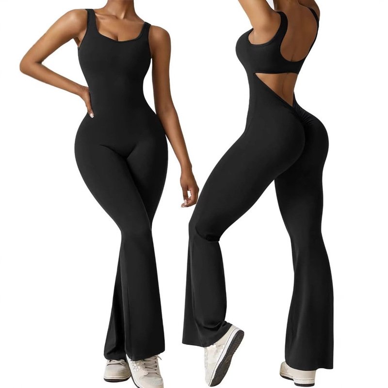 European and American Cross-border Women's Sleeveless Horn Jumpsuit Sexy Backless Vest Tight Hip Yoga Jumpsuit European and American Cross-border Women's Sleeveless Horn Jumpsuit Sexy Backless Vest Tight Hip Yoga Jumpsuit