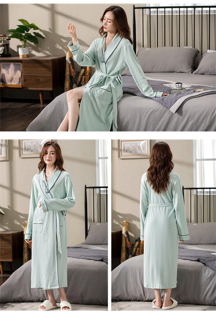 GraceChic GraceChic Cotton Couple Bathrobe For Women, Long Sleeve, Spring Autumn, Plus Size, Loose Fit, Men's Bathrobe, European And_voghion.com