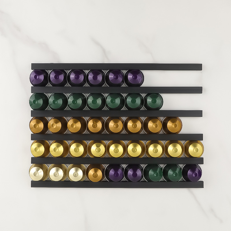 Para Nestle Nespresso rack de almacenamiento etiqueta magnética de doble uso ahorro de espacio montado en la pared rack de almacenamiento de café sin perforar