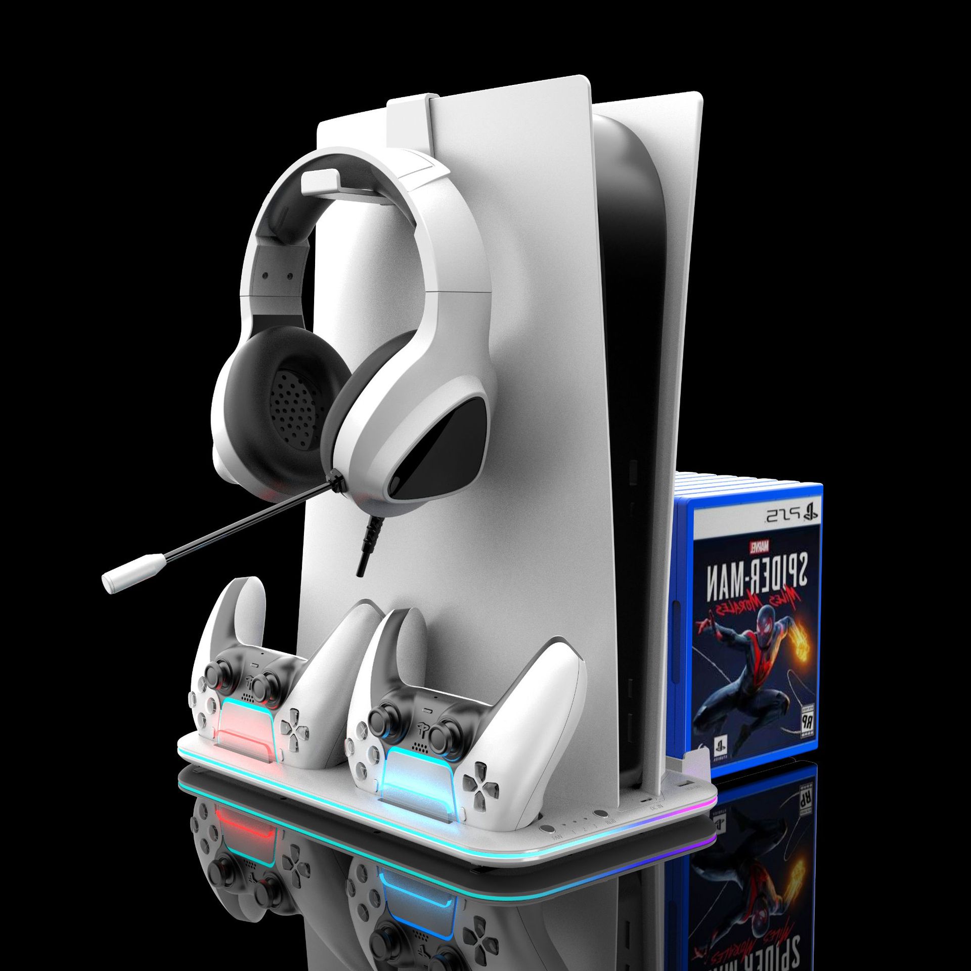 Base de enfriamiento para consola PS5 PRO, soporte de carga para controlador PS5 Slim, estante de almacenamiento para discos de juegos y auriculares DZ504