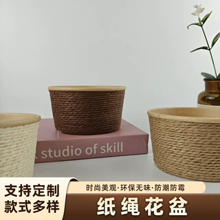 篮子纸绳编花盆带内胆多肉植物盆栽容器桌面绿植花盆定制批发