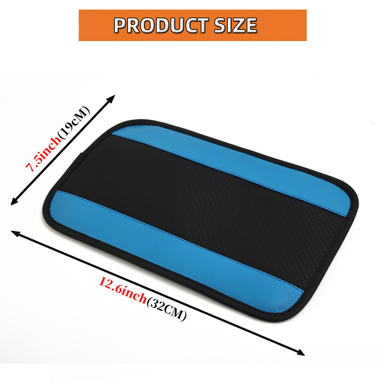 Universal Armrest Box Pad Simple Leather Embossed Double Line Anti-Slip