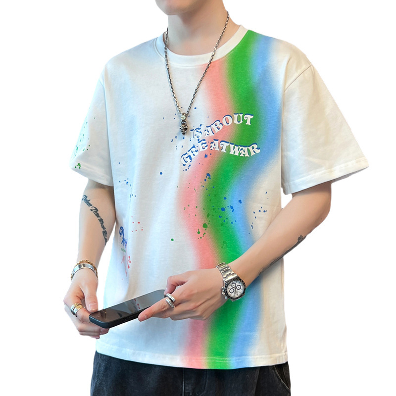 Cotton short sleeve T-shirt for leisure for students