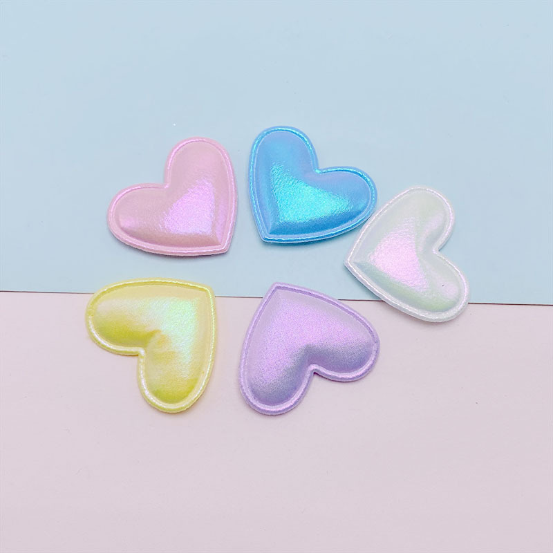 Ultrasonic embossed Pu colorful love diy handmade hair accessories clothing accessories children's headdress hairpin material wholesale