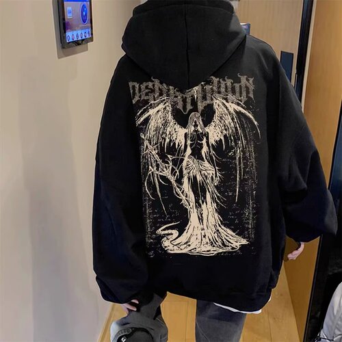 Men's Spring/Autumn Hooded Sweatshirt with Crew Neck, American Streetwear Trend Brand, Towel Embroidered Sport Coat Oversize Couple Top
