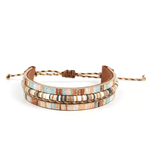 Cross-border hot selling Bohemian leather rope bracelet original retro PU adjustable couple bracelet jewelry jewelry wholesale