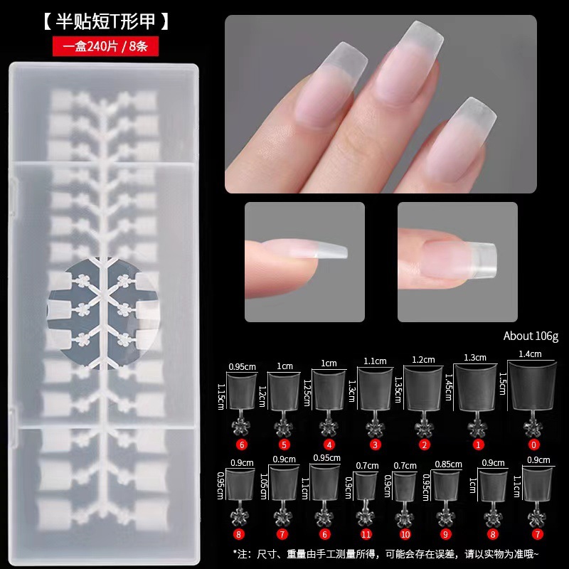 Manicura francés semi-stick pieza de uñas ultrafino sin costura esmerilado Pulido-gratis parche de uñas falso extensión portátil pieza especial