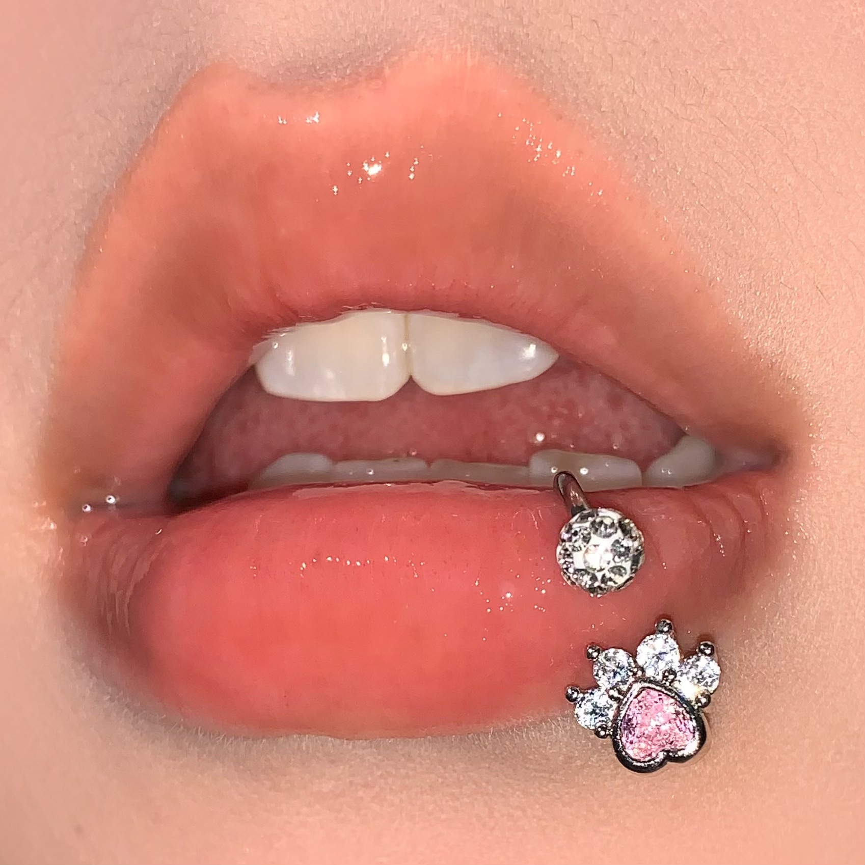 Pointed labret stud close-up product detail