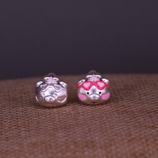 Foot silver 999 lulu pig sterling silver bracelet transfer beads beaded bracelet cute powder lulu pig bracelet cross with beads