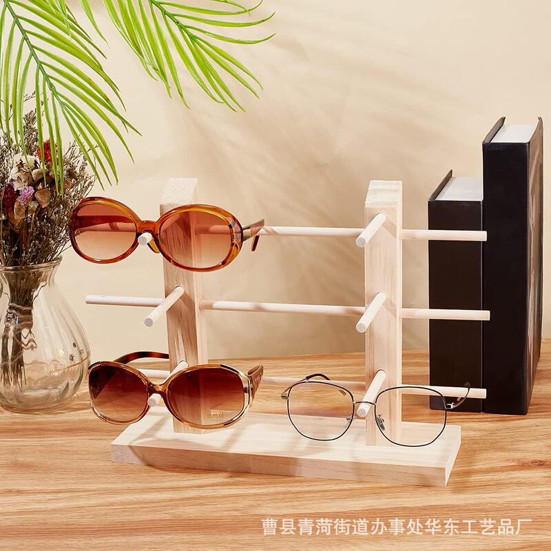 Simple Solid Wood Multi-Layer Glasses Storage Rack Counter Glasses Sunglasses Display Rack Household Sunglasses Storage Rack