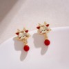 Asymmetrical festive red universal advanced cartoon earrings, for luck, high-quality style