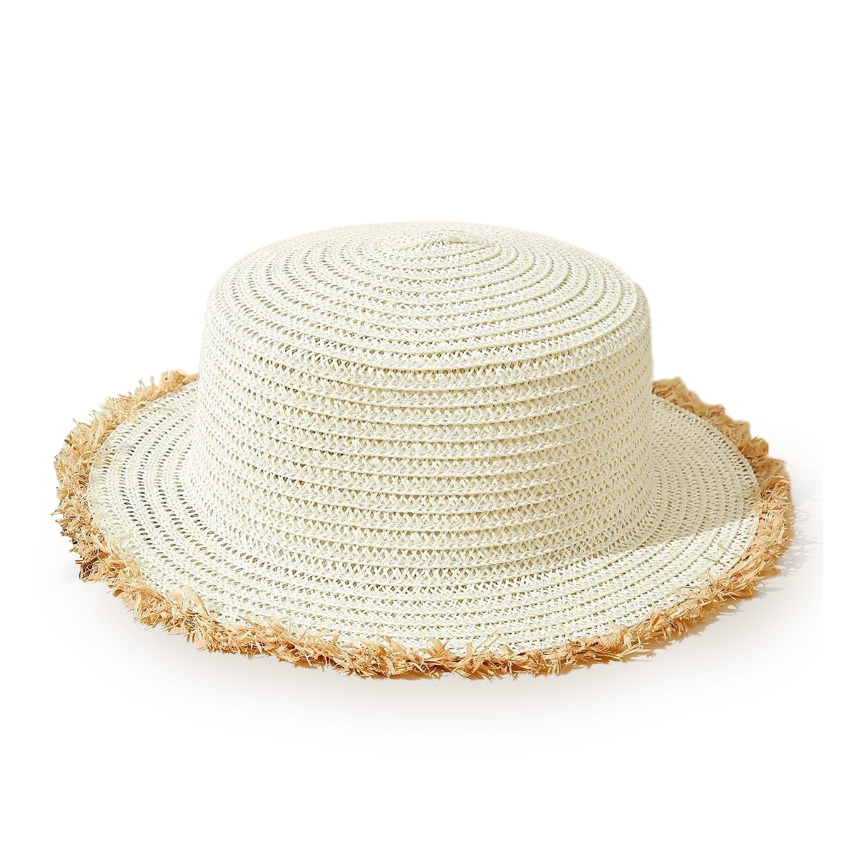 Vente En Gros Chapeau De Paille Simple Bord Brut De Couleur Pure Nihaojewelry display picture 2