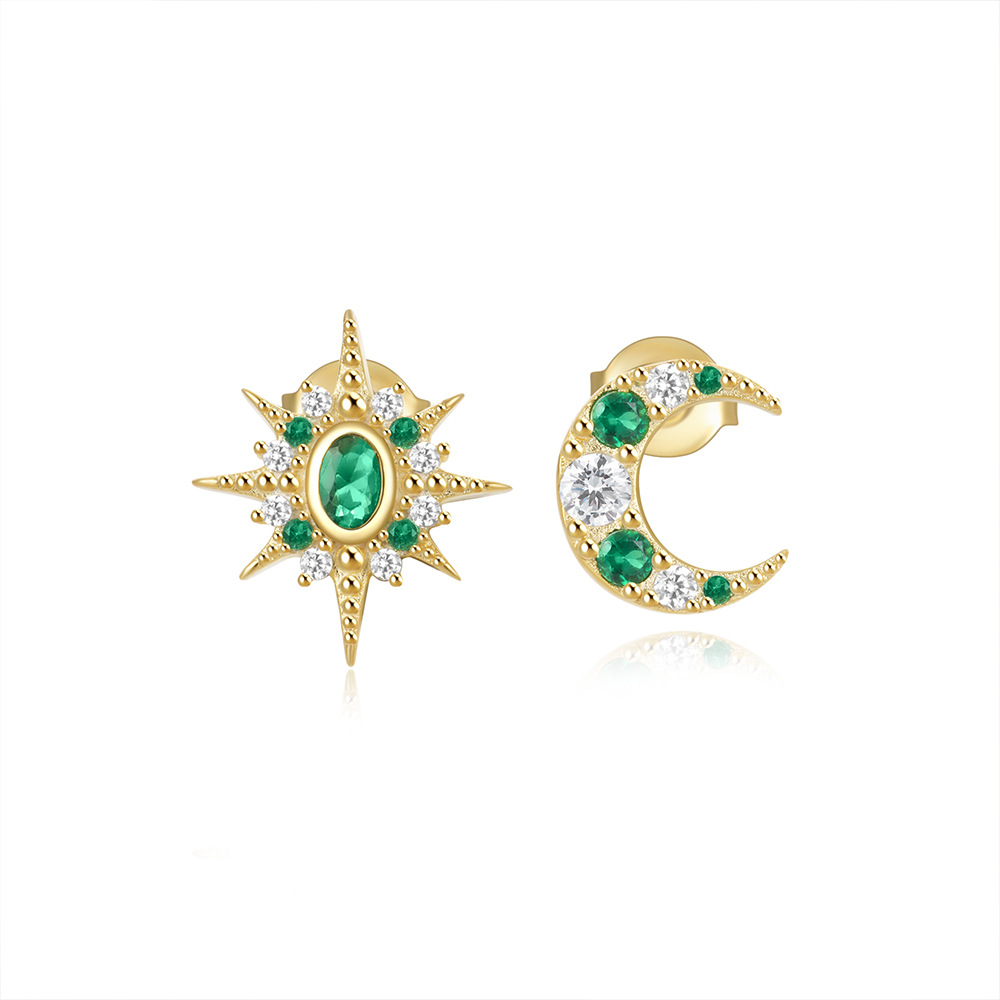 9g Weight 925 Sterling Silver Ear Needle Material Ear Studs Classification 1 Pair Quantity Daily, Date Occasion 925 Sterling Silver Material Star, Moon Pattern Women's Gender Plating Design Elegant Style 1 Pair 925 Sterling Silver Star Moon Ear Studs 8
