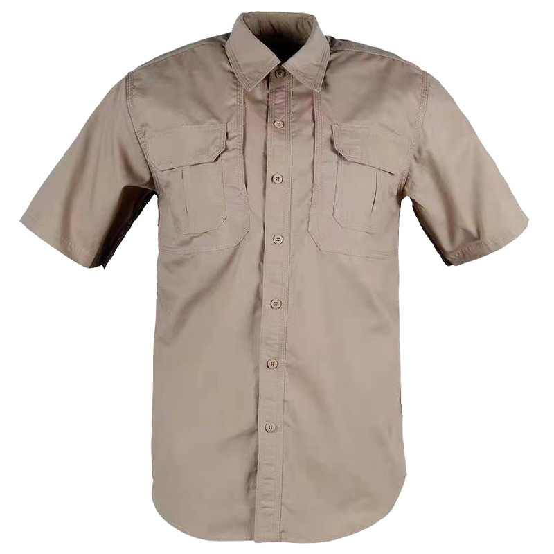 Táctica al aire libre camisa de manga corta de verano viajero ropa de camuflaje transpirable bolsillo 511 camisa camisa superior caqui hombre