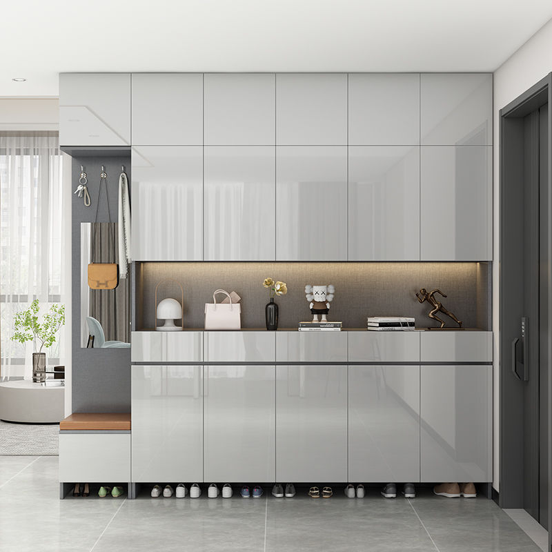 Entrance Door Shoe Cabinet Home Modern Simple Heightened Entrance Shoe Cabinet Integrated Wall Storage Cabinet Living Room Entrance Cabinet