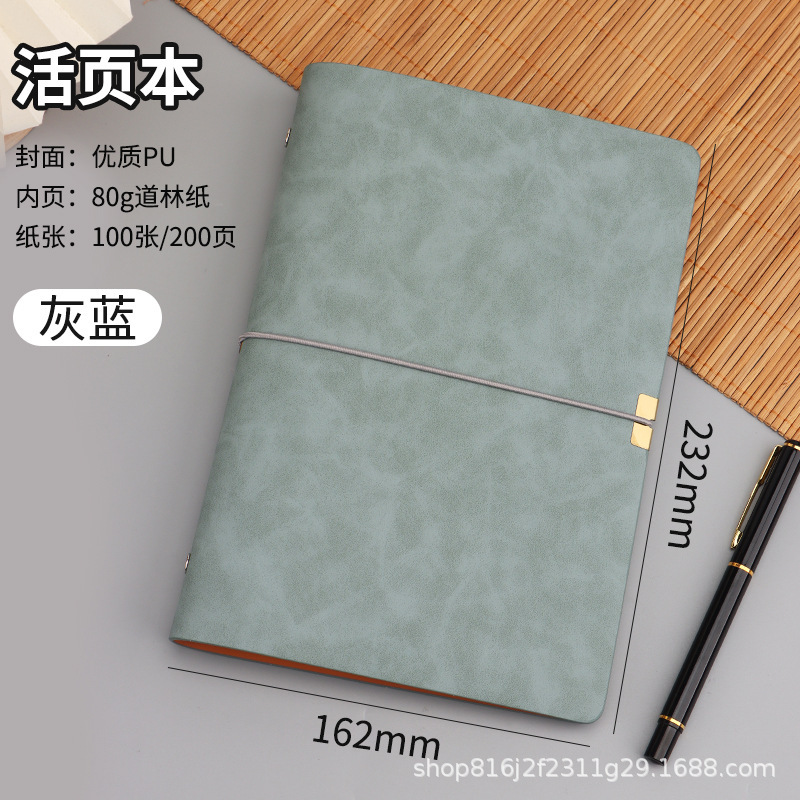复古绑带笔记本a6记事本子软皮活页本仿皮日记本空白盖章本手账本|undefined
