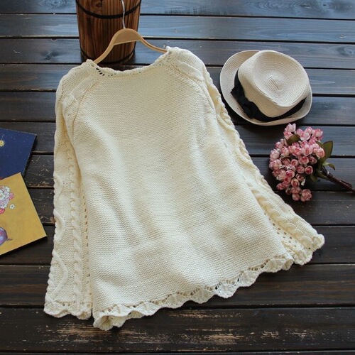 New Japanese Sen women's hollowed-out twist rimmed sweater cardigan solid color button knitted short coat for women's autumn and winter