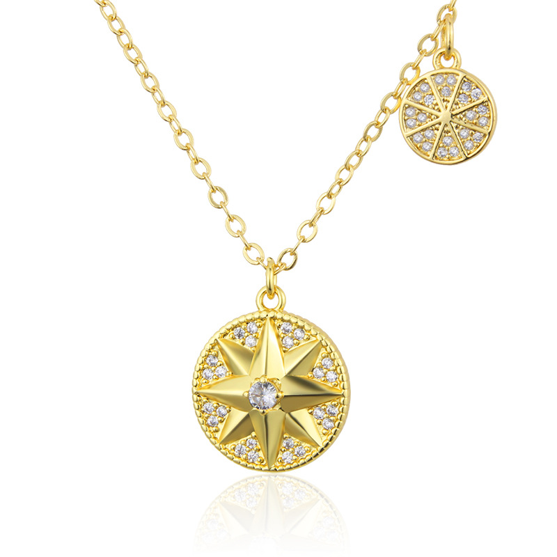 Wholesale Jewelry Eight-pointed Star Pendant Zirconium Copper Plating Necklace Nihaojewelry display picture 1
