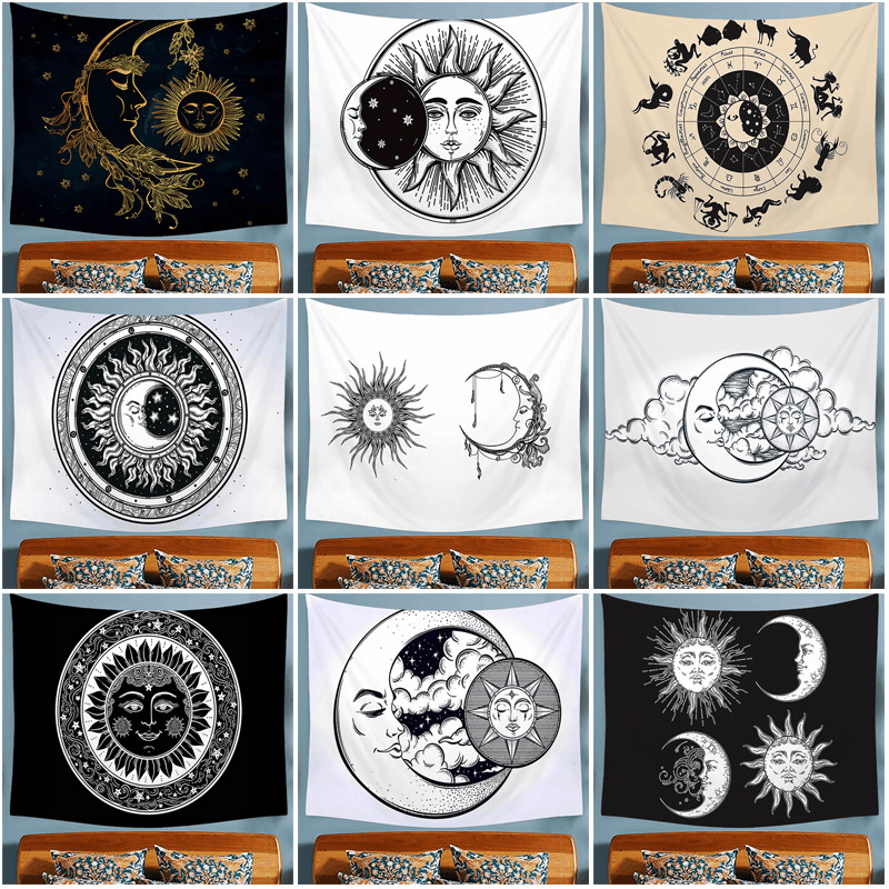 Tapiz europeo de árbol de la vida, sol y luna, estética de datura, tela de fondo de fantasía, decoración de cabecera de dormitorio,_voghion.com