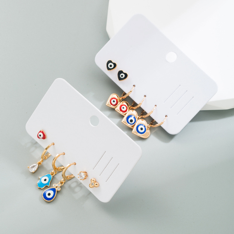 Fashion Devilu0027S Eye Copper Drop Earrings Plating Inlay Zircon Copper Earrings 3 Pairs