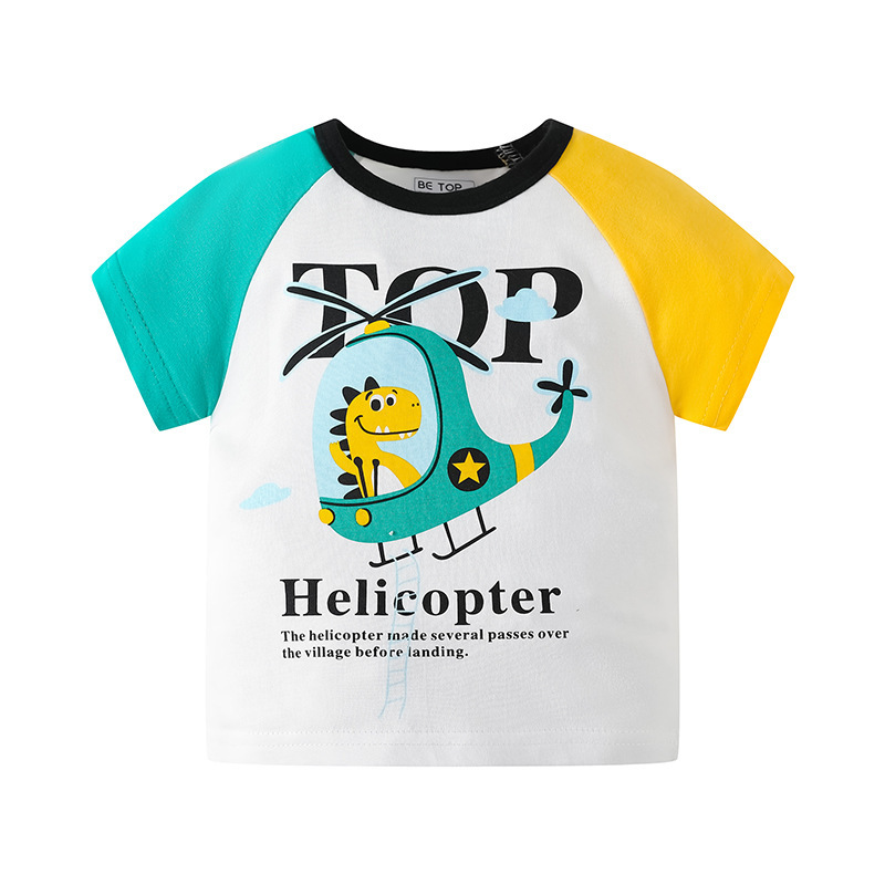 Personalizado niño be top nuevo dibujo animado dinosaurio niño camiseta de mangas cortas niños de verano ropa de verano delgada