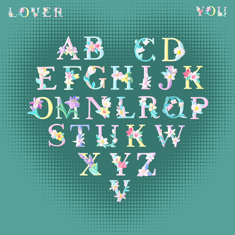 Manufacturer Sells 26 Letters Flower Embroider Patches, Forest Bag DIY Handbook Stickers, Manufacturer Wholesale