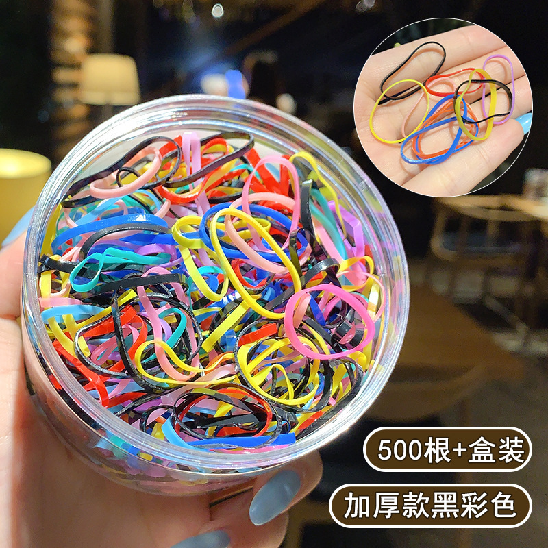 子供と女の子のための使い捨てゴムバンド髪を結ぶための高弾性ゴムリングヘッドバンドヘアバンド黒の太いレザーセットヘアロープ|undefined