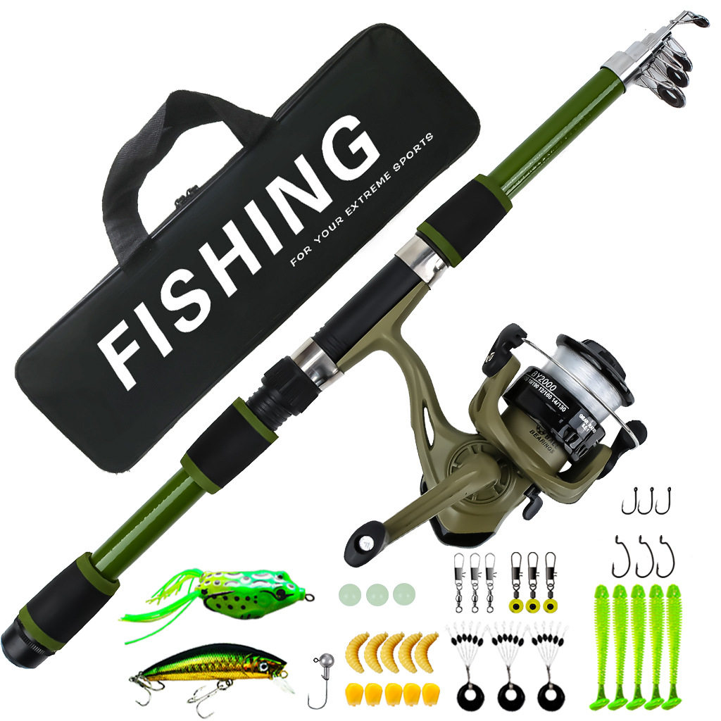 Cross-border fishing gear set for beginners, factory direct sales, telescopic lure fishing rod, long-distance casting fishing tackle set, wholesale and custom options for export