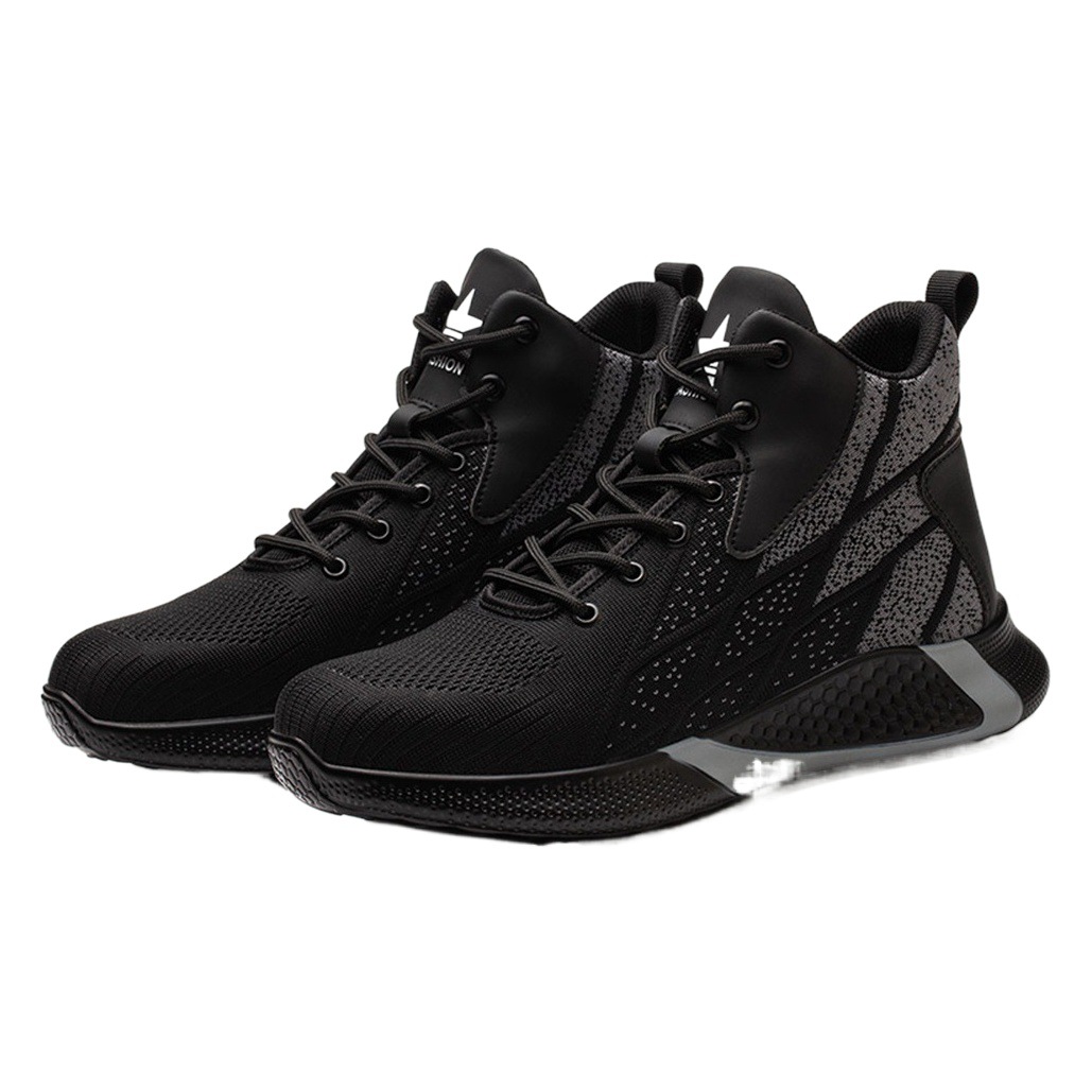 Zapatos de Seguridad de Caña Alta Anti-Impacto y Anti-Perforación de Malla Flyknit y Goma, Transpirable