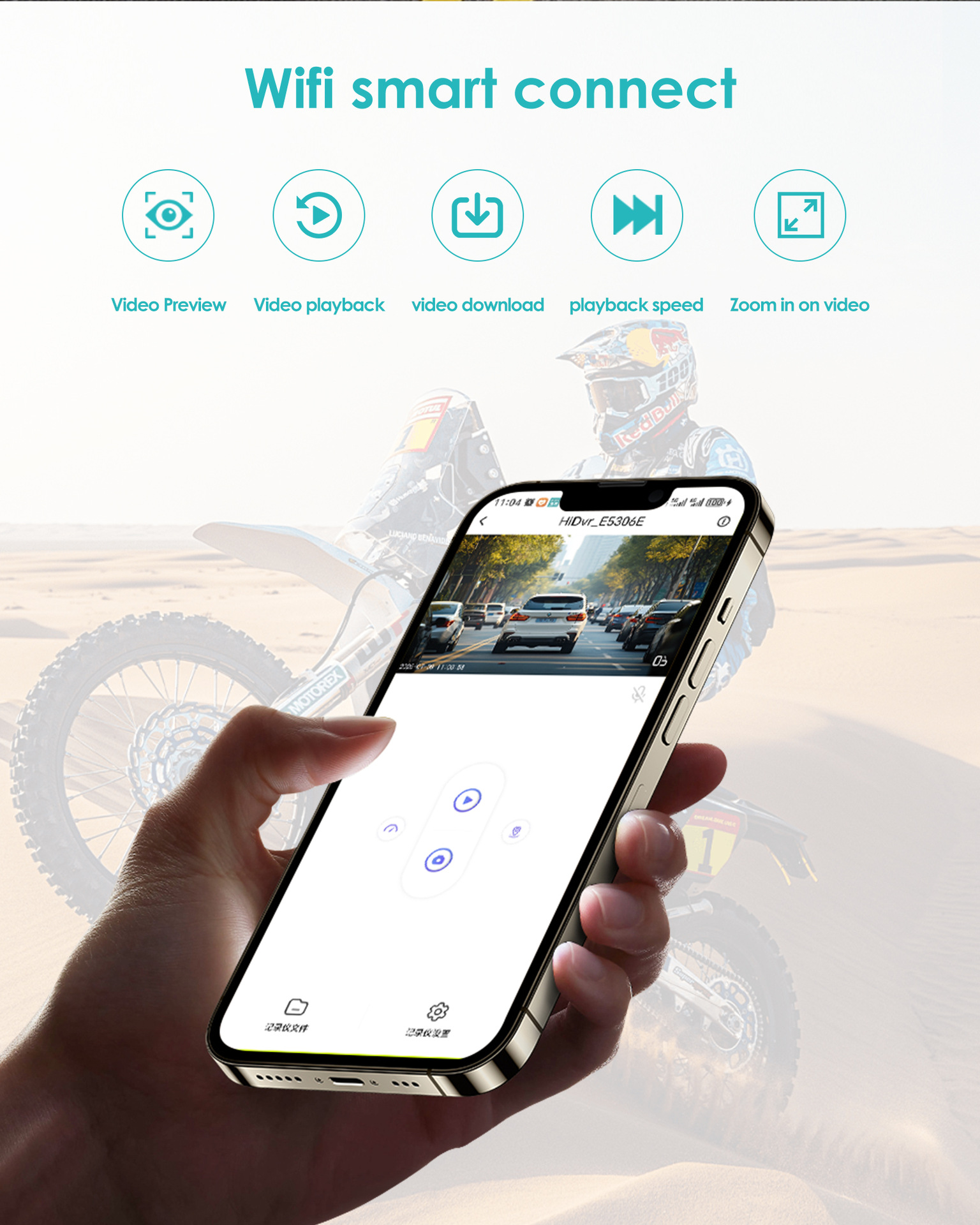 Cross-Border Best-Selling Dual-Recording Motorcycle Dashcam, Waterproof, Can Connect to Wifi, Hidden Installation Recorder