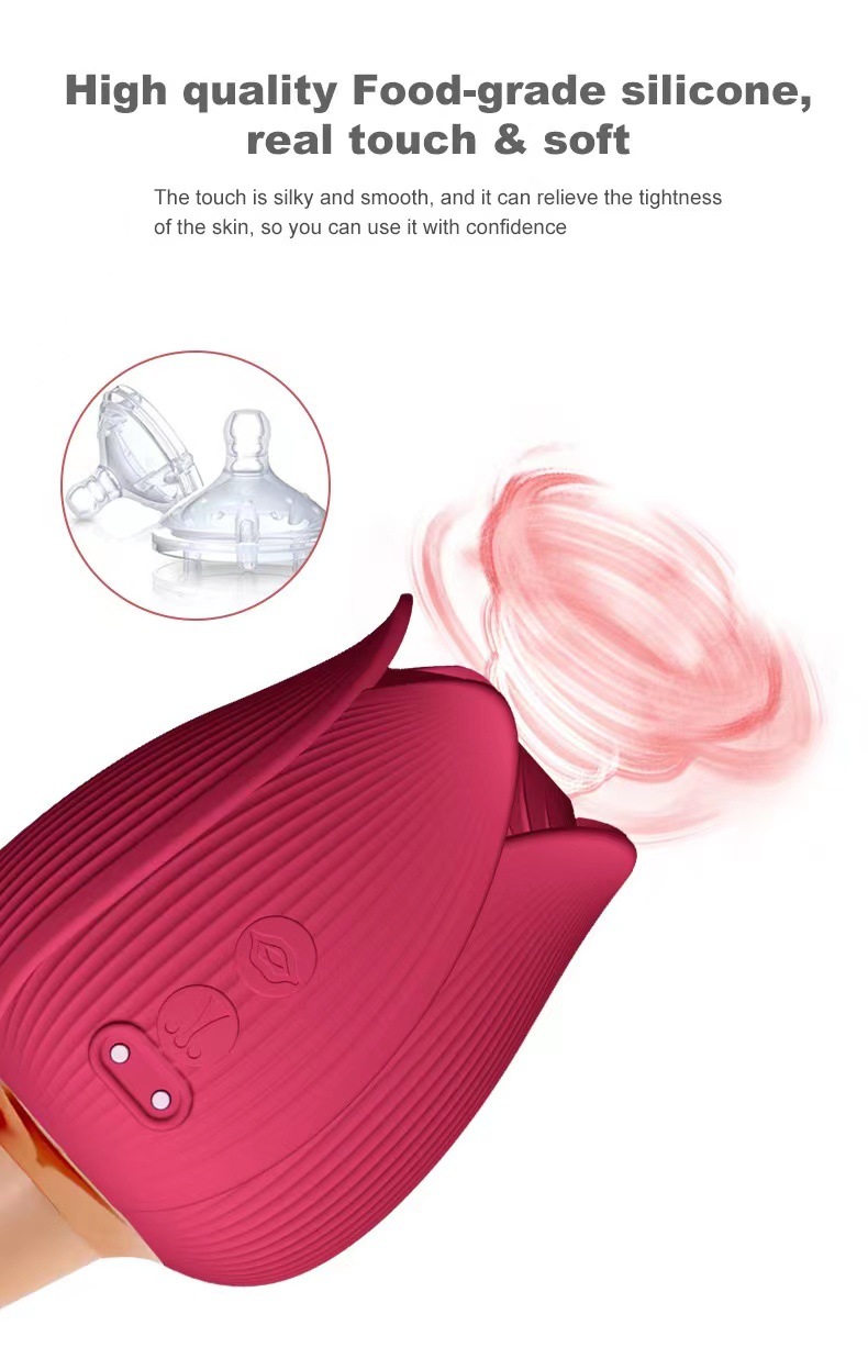 Rose Lotus Vibrator with Suction and Vibration, Silicone Rechargeable Adult Toy for Women — detail image 7