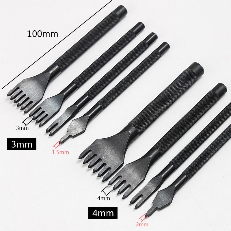 仿日式菱斩   防滑杆黑柄菱斩 手工DIY皮革工具 间距4mm/3mm