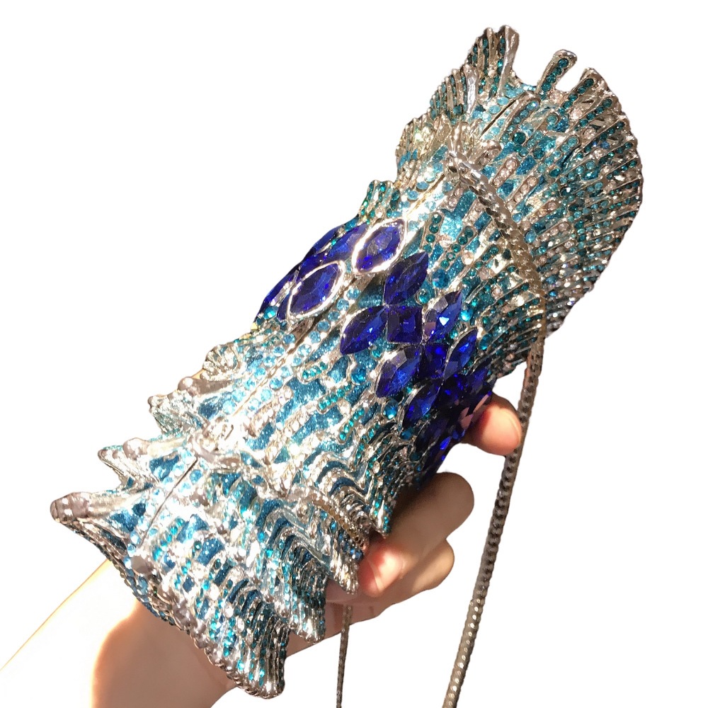 Nuevo paquete transfronterizo de diamantes para la cena, caja metálica vacía, bolso de mano para banquete de diamantes, bolsa de maquillaje para damas