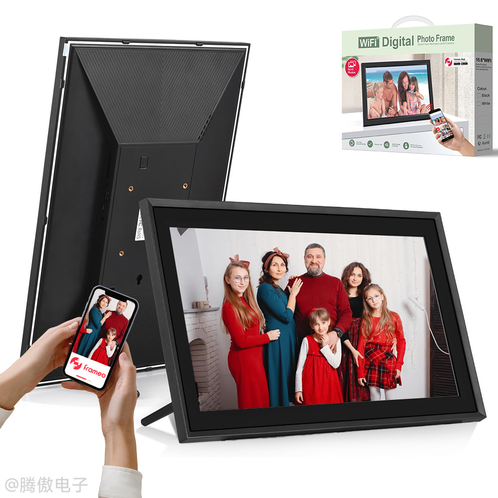 Suministro exclusivo transfronterizo de marcos de fotos inteligentes Frameo de 10.1/15.6 pulgadas, marcos de fotos digitales electrónicos con pantalla táctil y aplicación para transferencia de imágenes