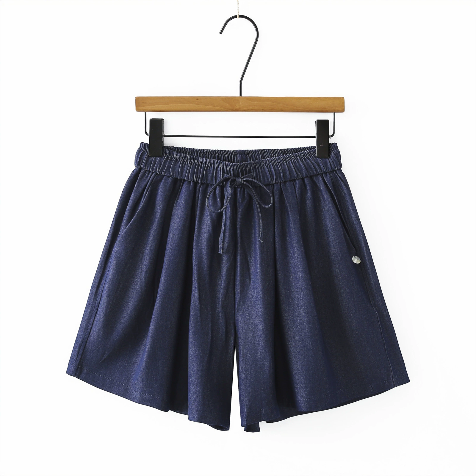 Джинсовые шорты больших размеров из тенселя для женщин, новый летний стиль, эластичная талия, свободный крой, утягивающие шорты до колена 446.