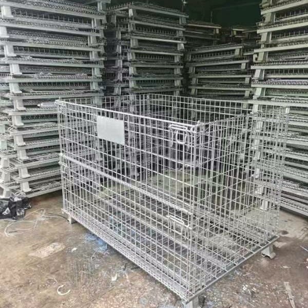 低价处理仓库铁框物流周转金属蝴蝶笼 折叠重型周转网箱金属铁框