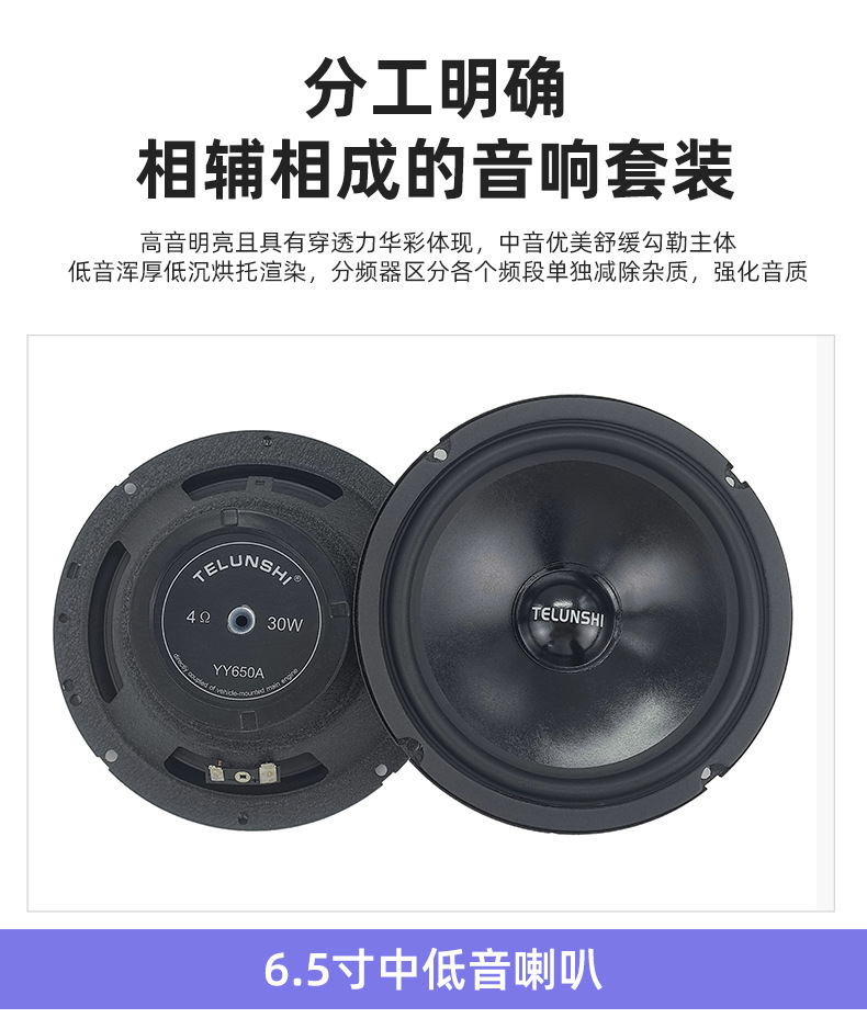 Source Factory Two-Way Speaker Set Car Audio Speaker 6.5inch Two-Way Full-Range Tweeter Speaker